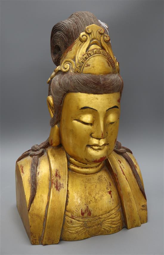 A gilt decorative bust of Guanyin height 48cm